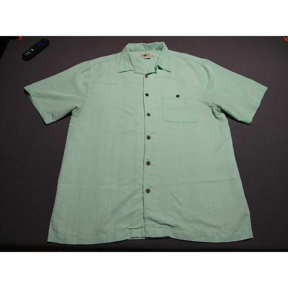 Joe Marlin Shirt Men L Green Bowling Island Short Sleeve‎ Button Up Classic